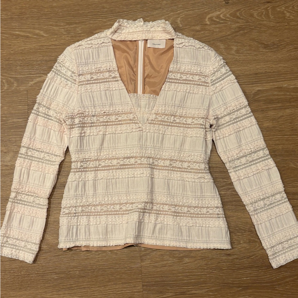 Cinq a Sept Cream Lace Women's Top